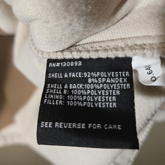 New Balance Women's Quilted Running Jacket Beige Full Zip Hooded Zip Pockets XL - Picture 14 of 14